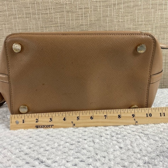 Michael Kors Greenwich Large Saffiano Leather Grab Bag Satchel Crossbody Tan - Picture 11 of 15